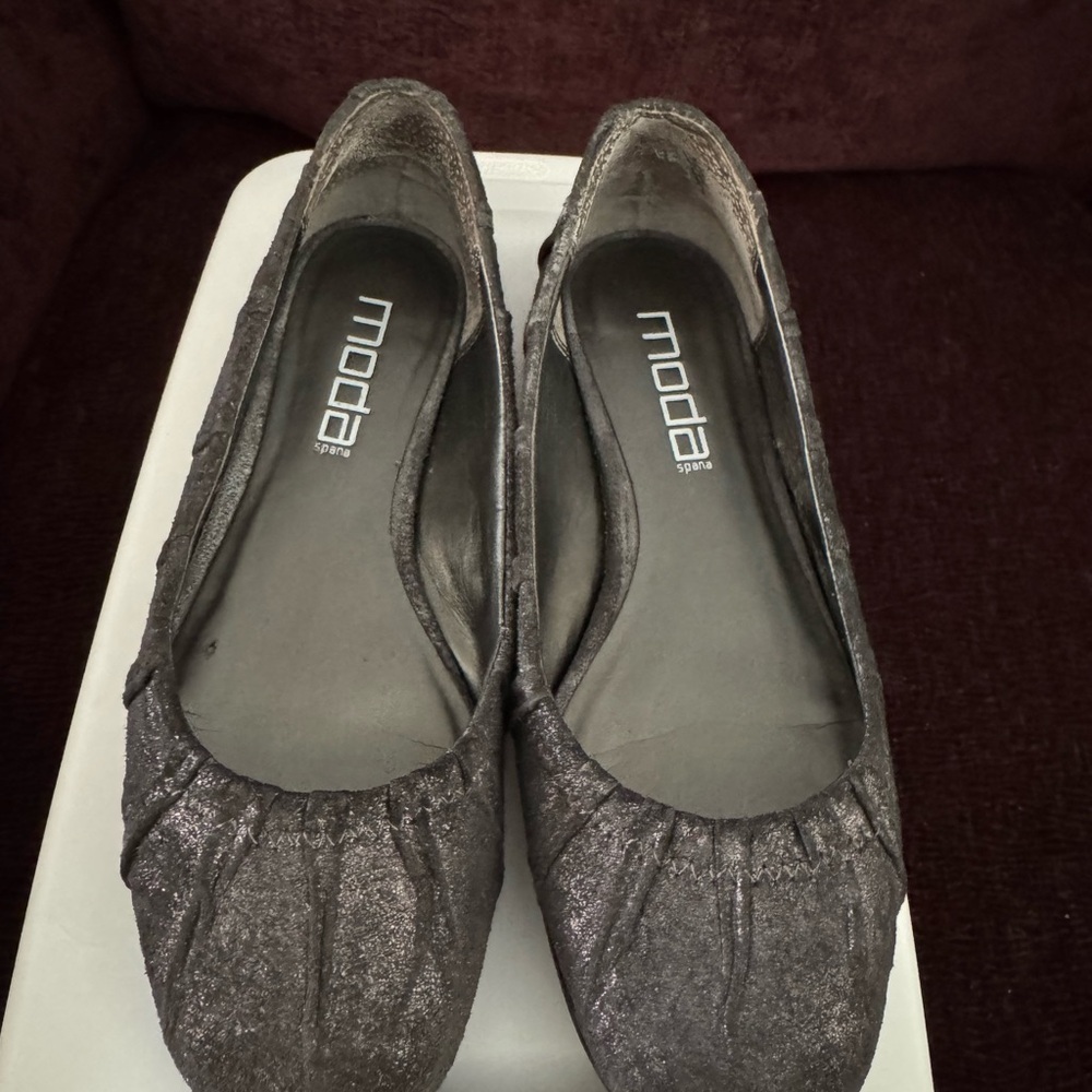 Moda Metallic Charcoal Women's Ballet Flats